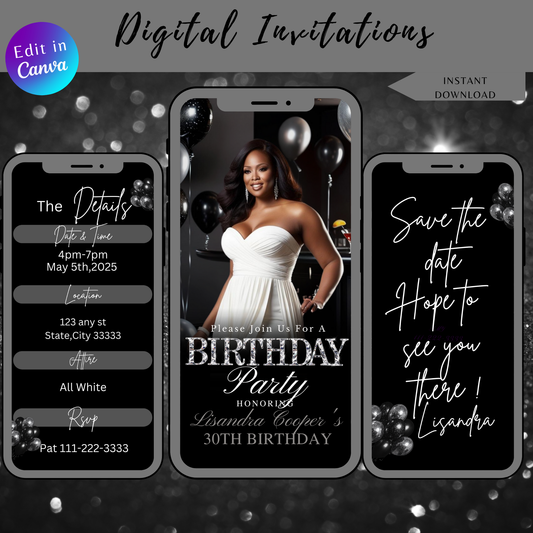Black and Silver Birthday Invitation - 264 (self edit)