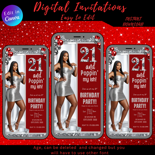 Red and Silver Birthday Invitation-263