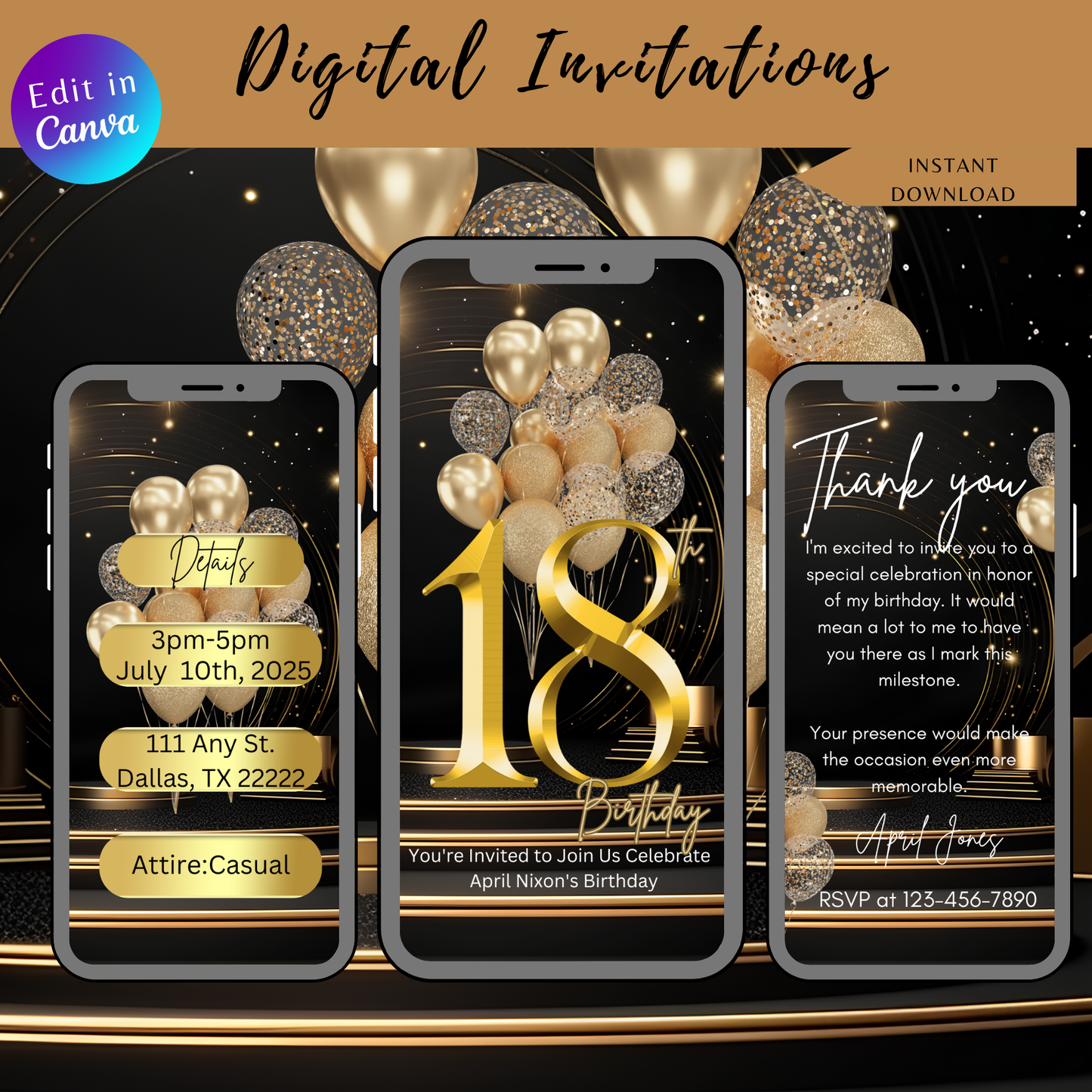 18th Birthday Digital Invitation