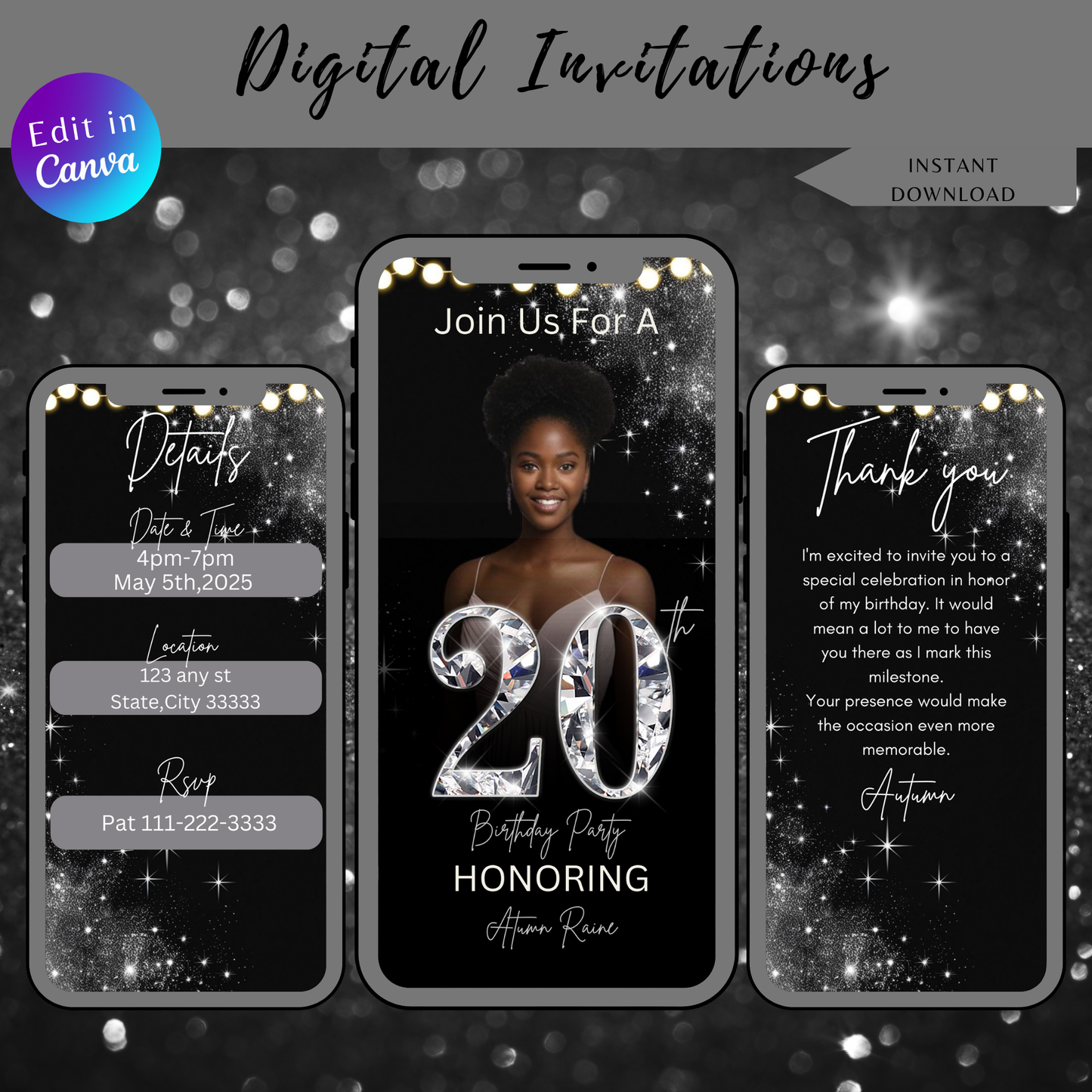 20th Birthday Invitation
