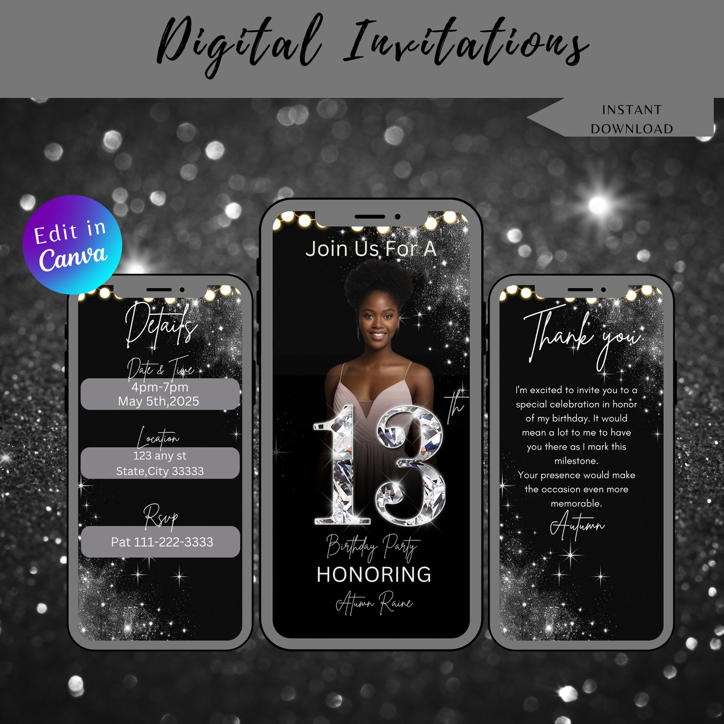 13th Birthday Invitation