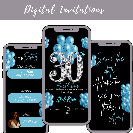 30th Birthday Digital Invitation-lbs 30-211