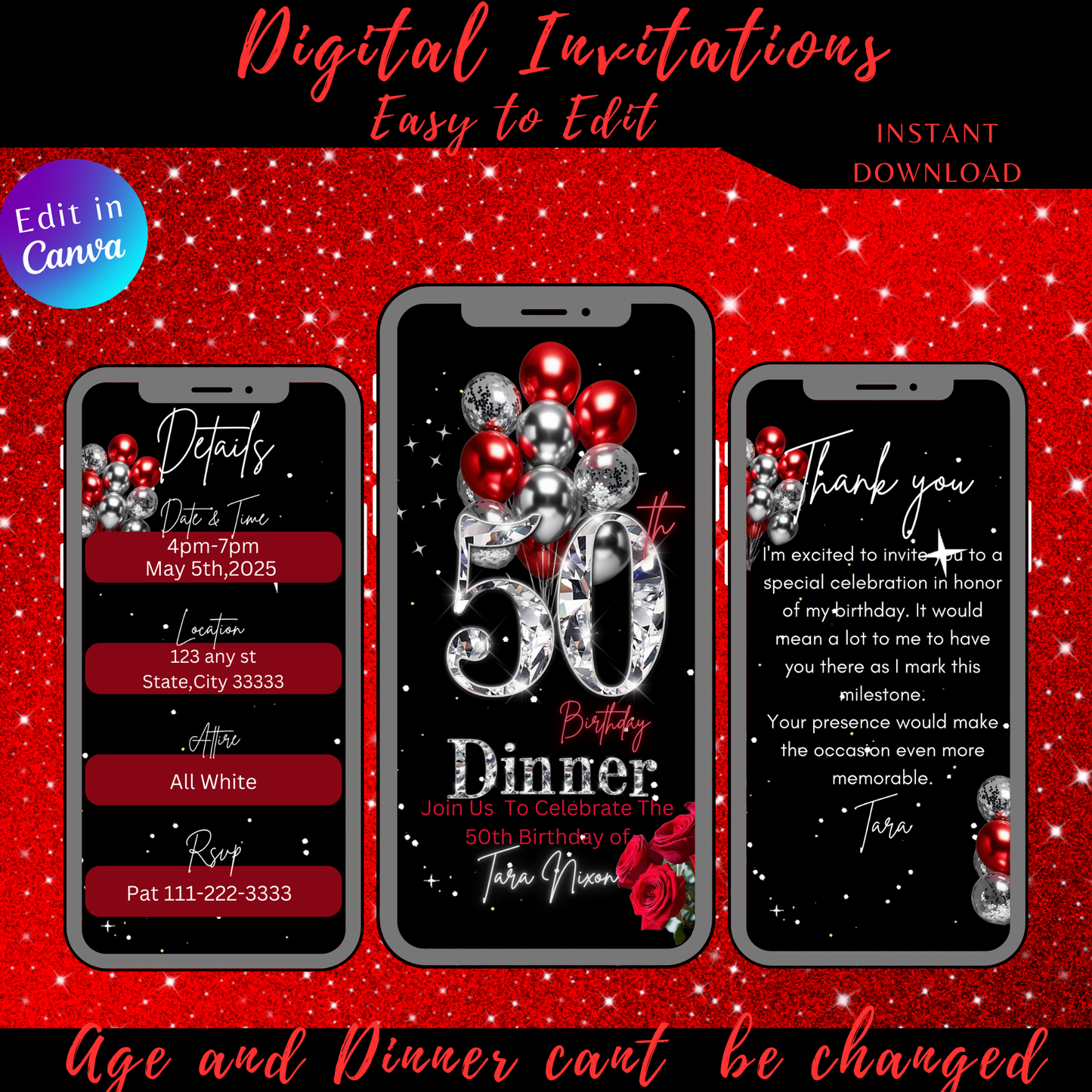 50th Birthday Digital Invitation