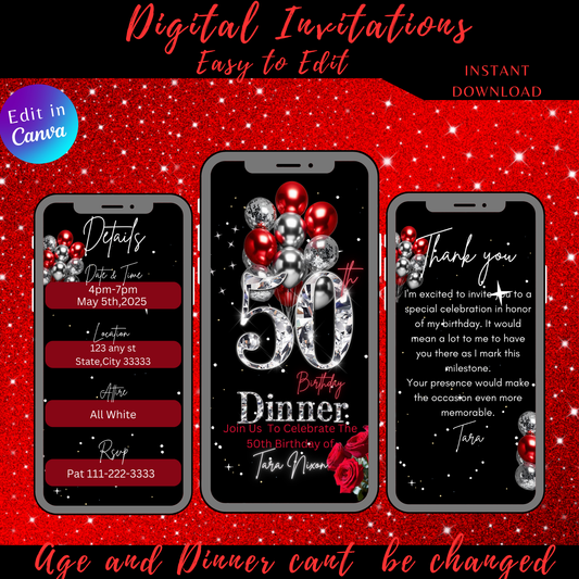 50th Birthday Digital Invitation