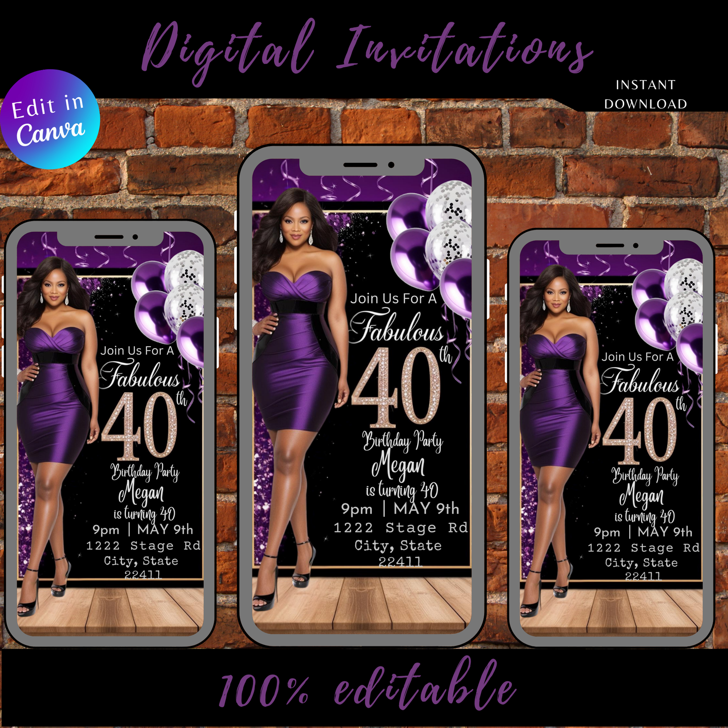 Birthday Invitation- 1111 P( We Edit For You)