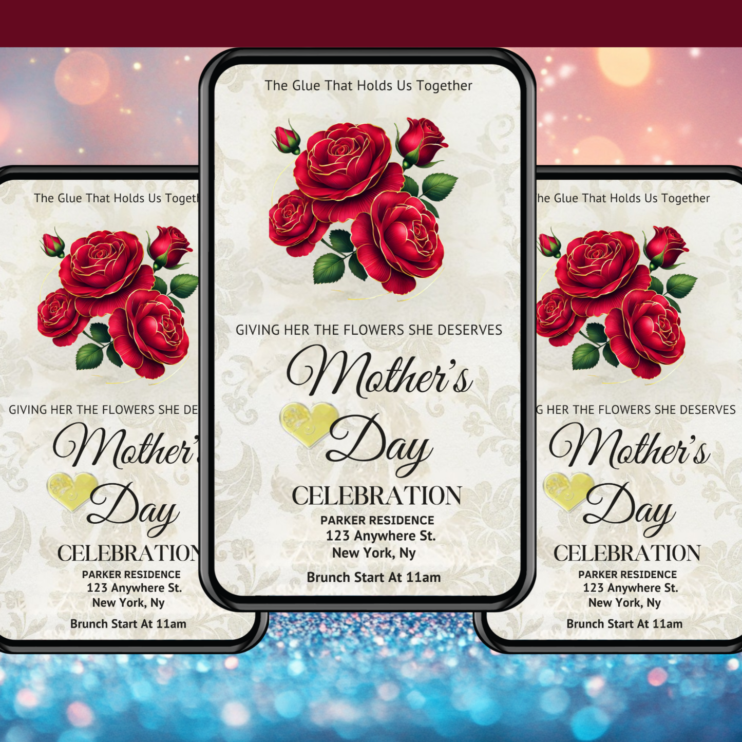 Mothers Day Invintation-Red Flower
