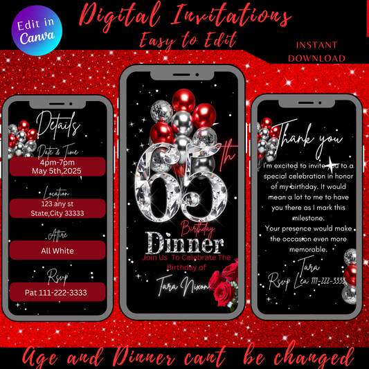 65th Birthday Digital Invitation
