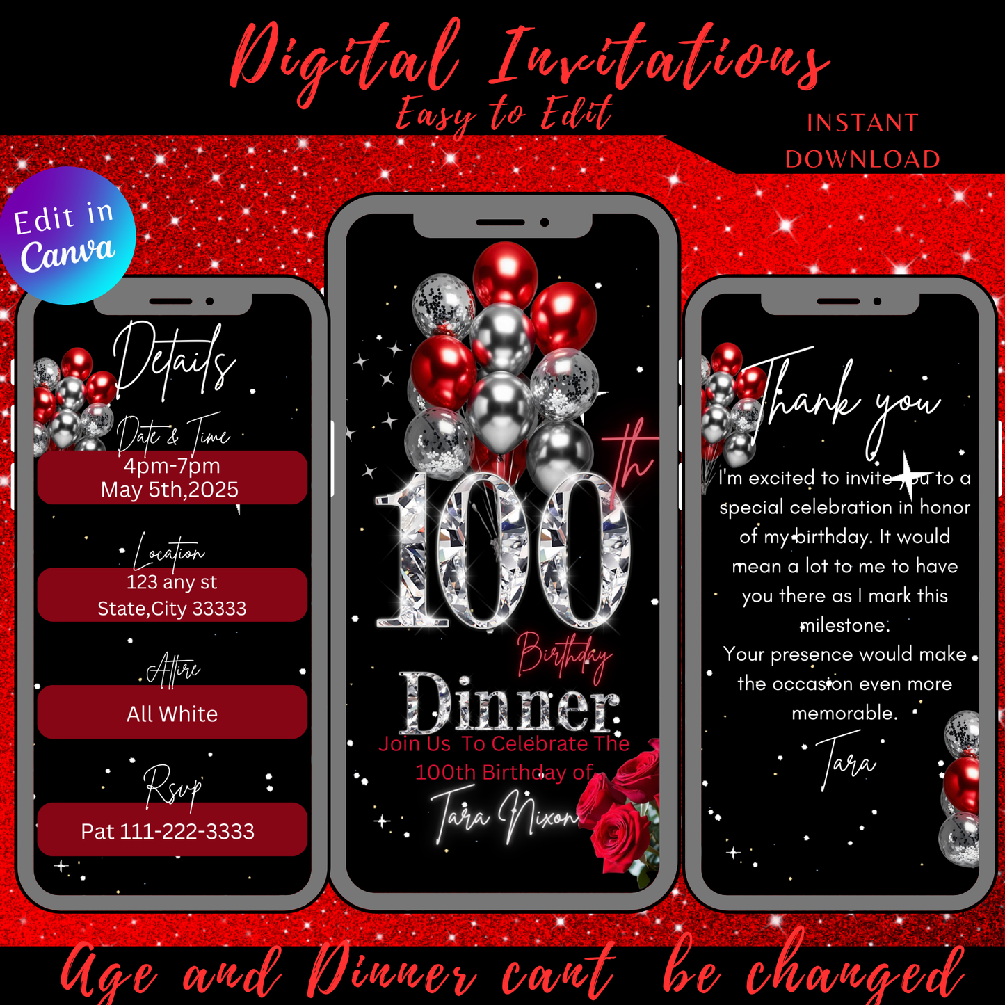 100th Birthday Digital Invitation