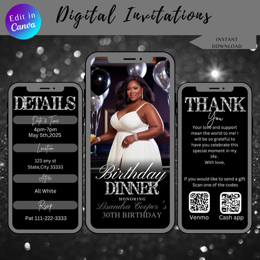 Black and Silver Birthday Invitation - 262 (self edit)