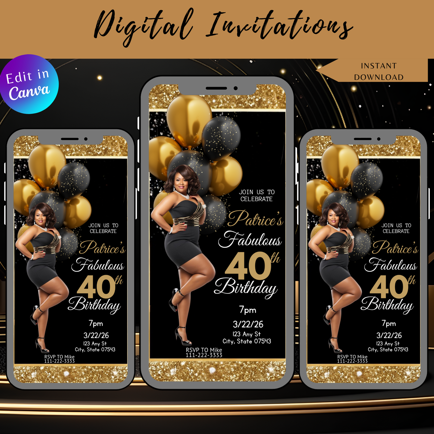 Fabulous 40th Birthday Digital Invitation