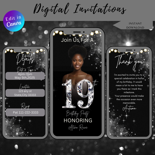 19th Birthday Invitation