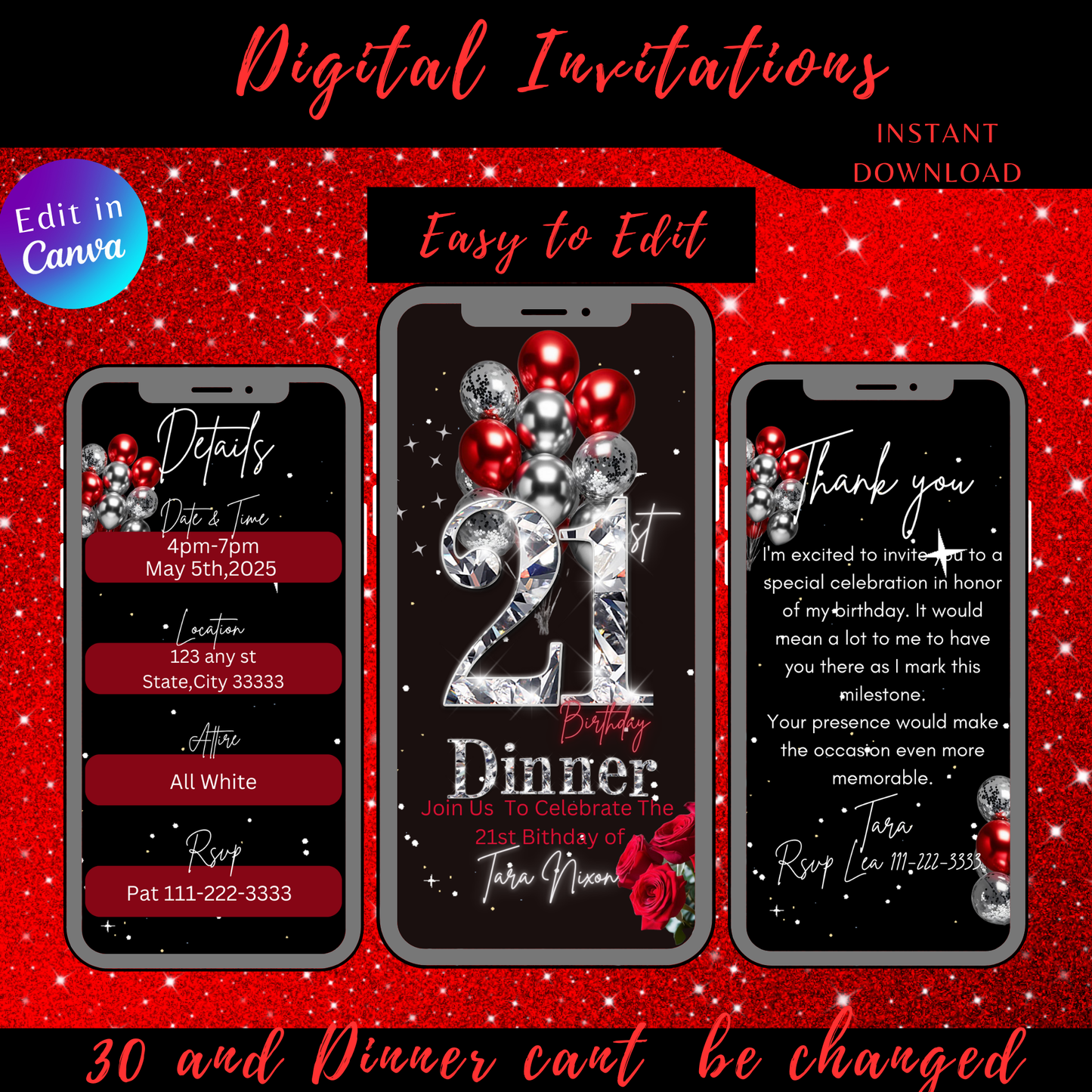 21st Birthday Digital Invitation