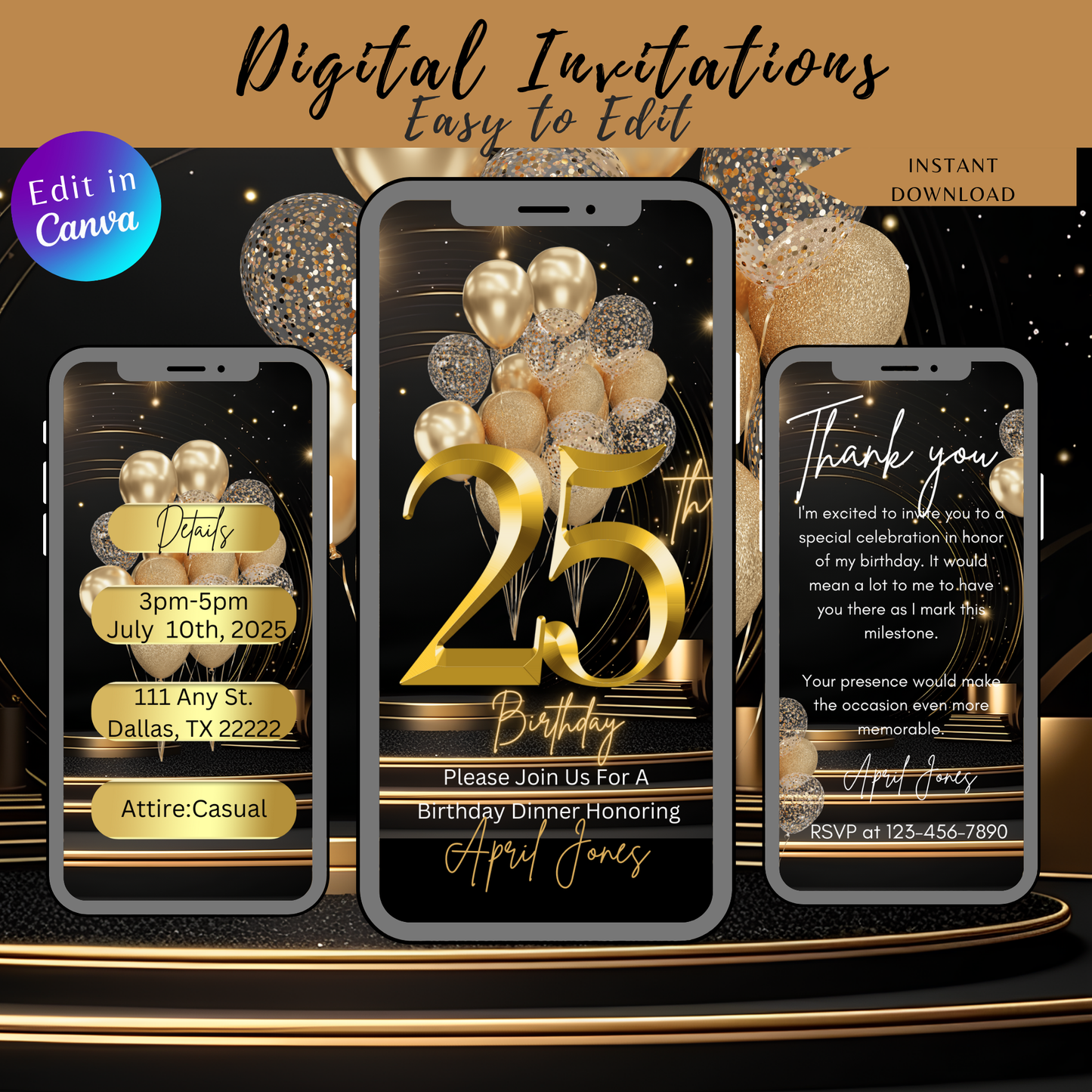 25th Birthday Digital Invitation