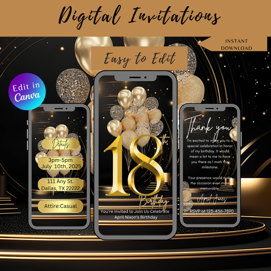 18th Birthday Digital Invitation