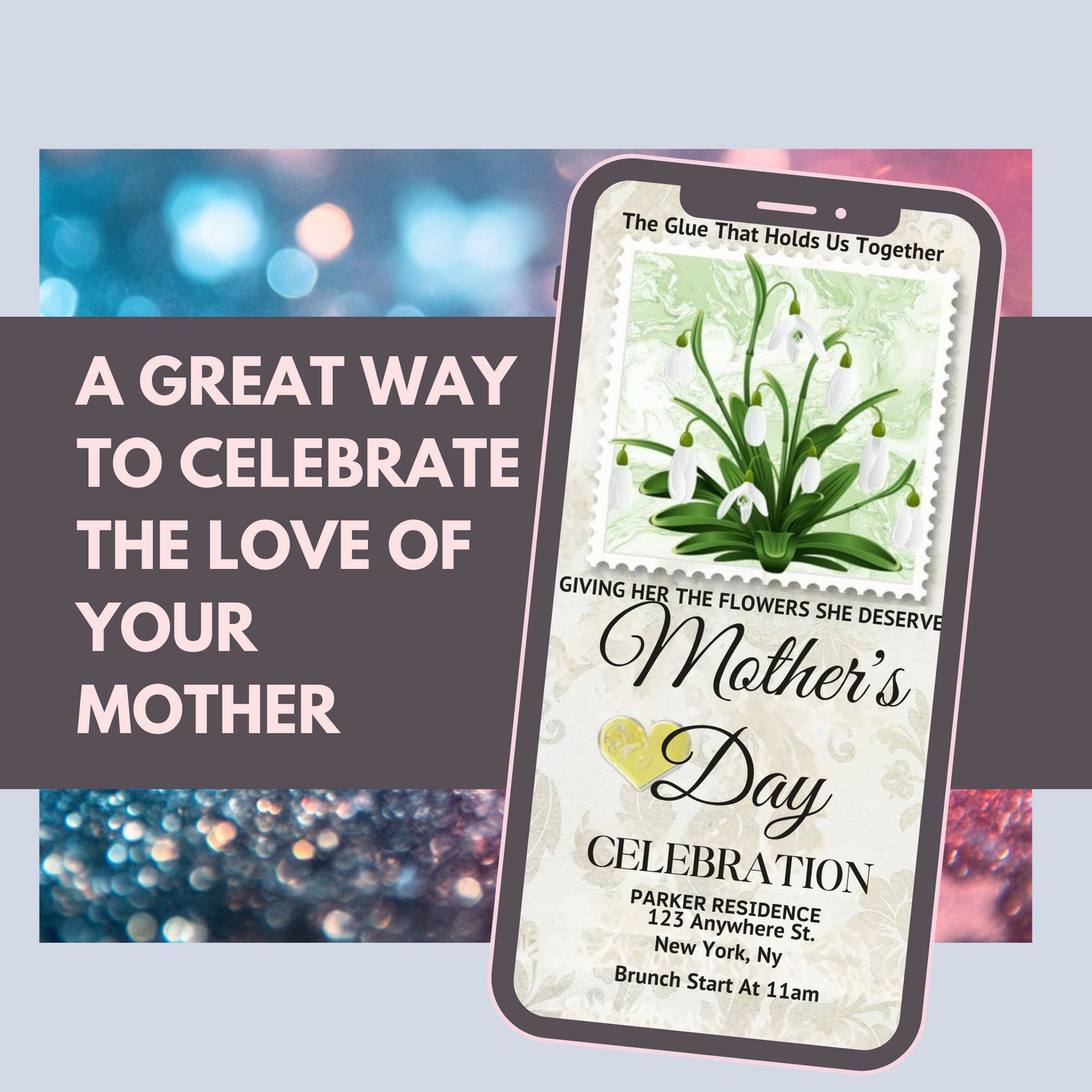 Mothers Day Invintation-White Flower