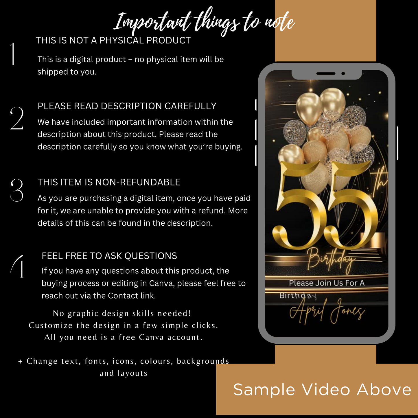 55th Birthday Digital Invitation