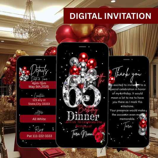 65th Birthday Digital Invitation