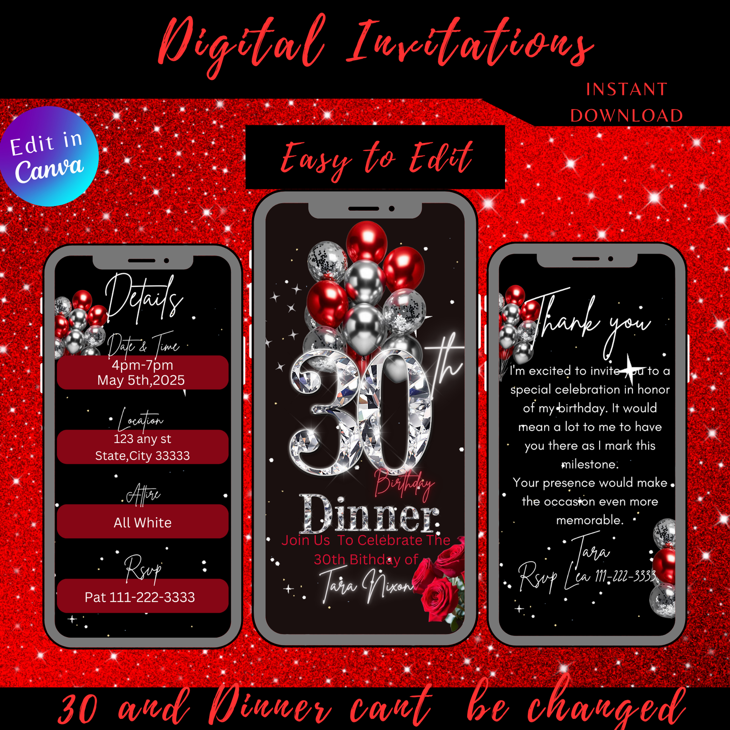 30th Birthday Digital Invitation