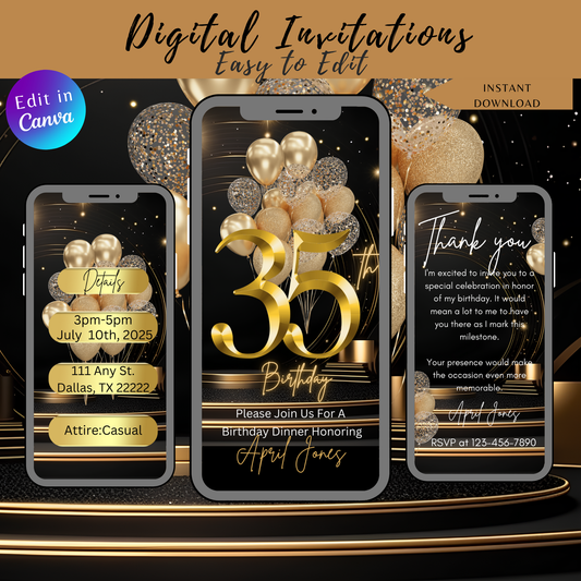 35th Birthday Digital Invitation