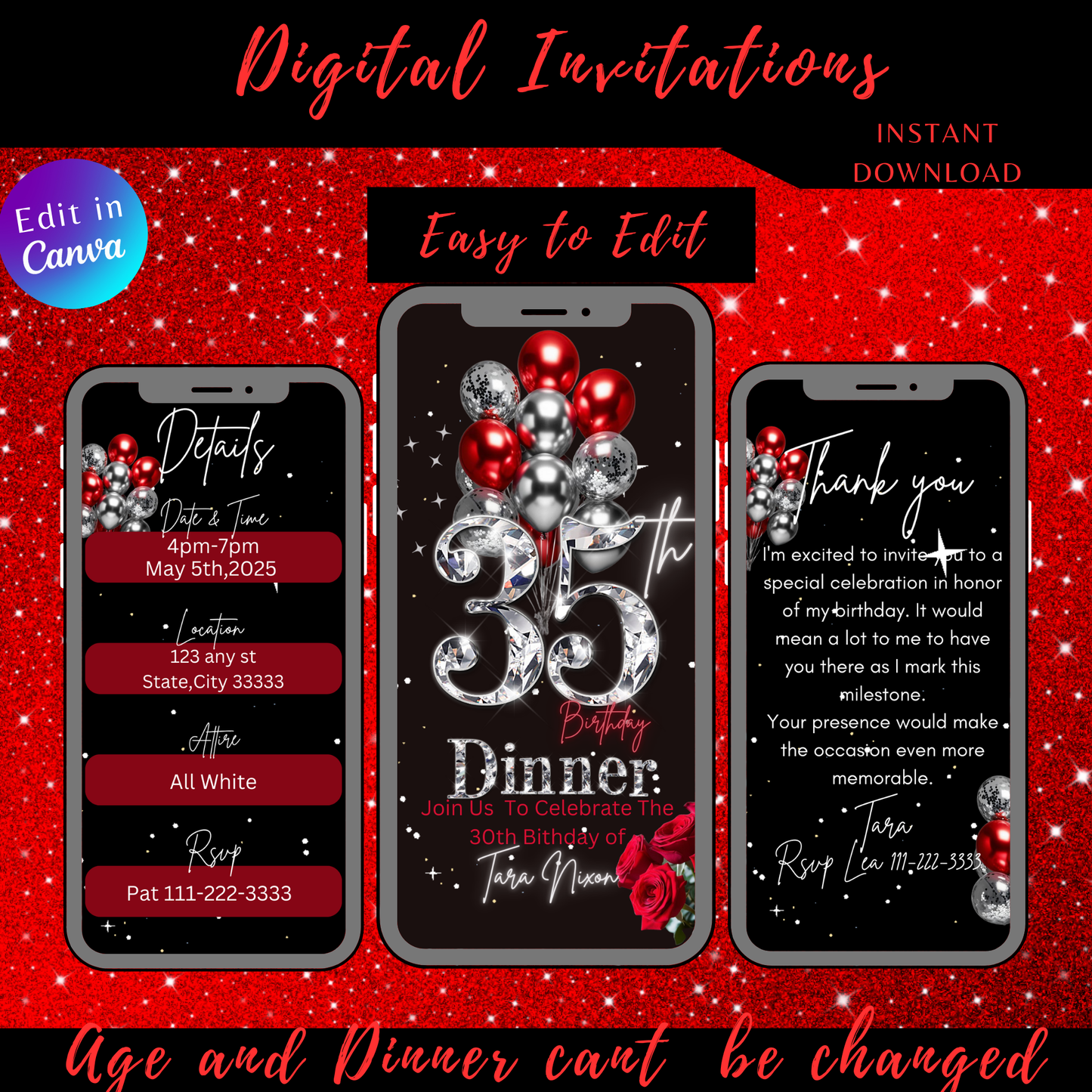 35th Birthday Digital Invitation