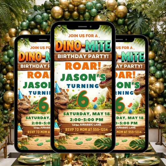 DINOSAUR BIRTHDAY PARTY INVITE-602
