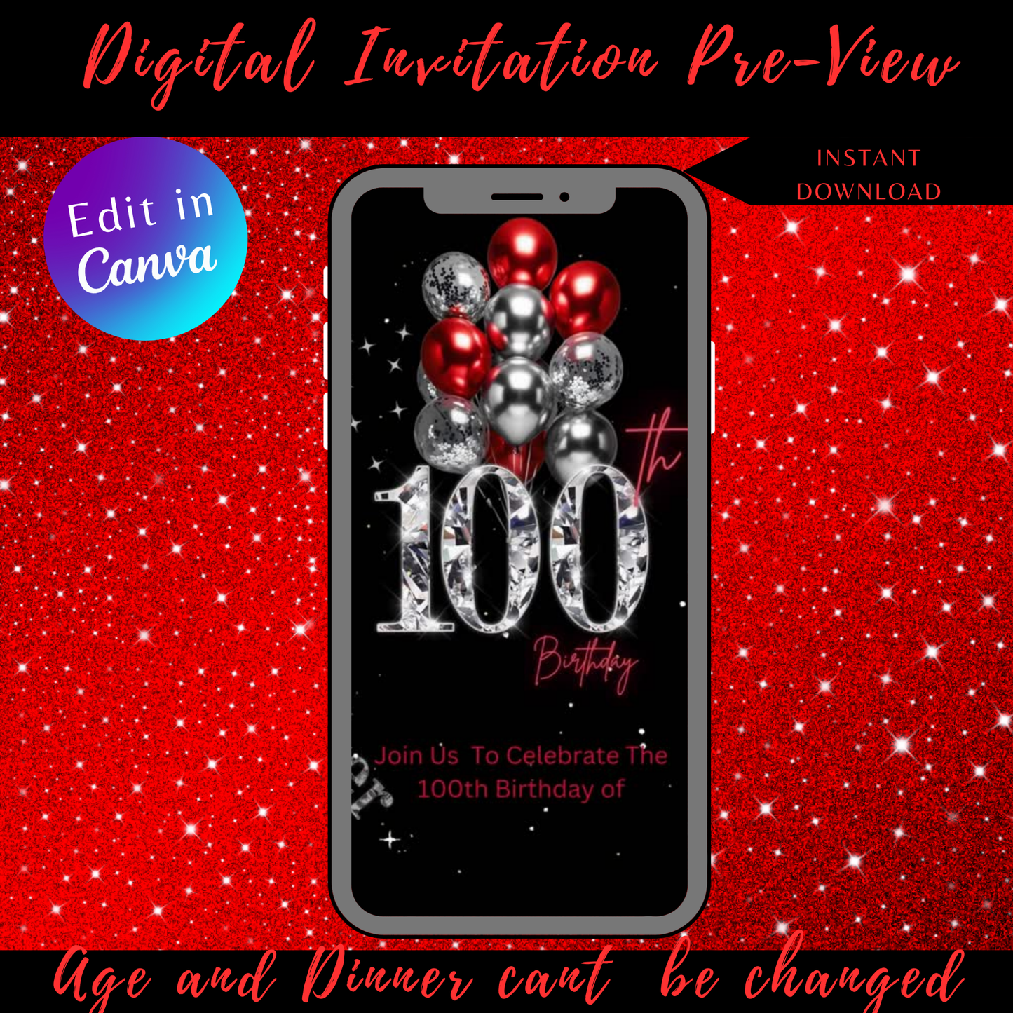 100th Birthday Digital Invitation