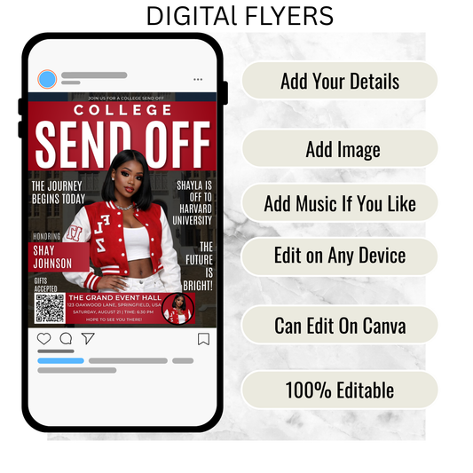 COLLEGE SEND-OFF ANIMATED DIGITAL INVITE- Instant Download