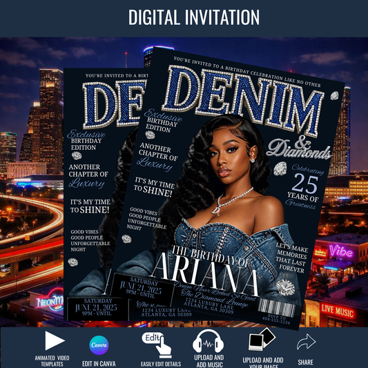 Denim & Diamond Digital Flyer- Instant Download