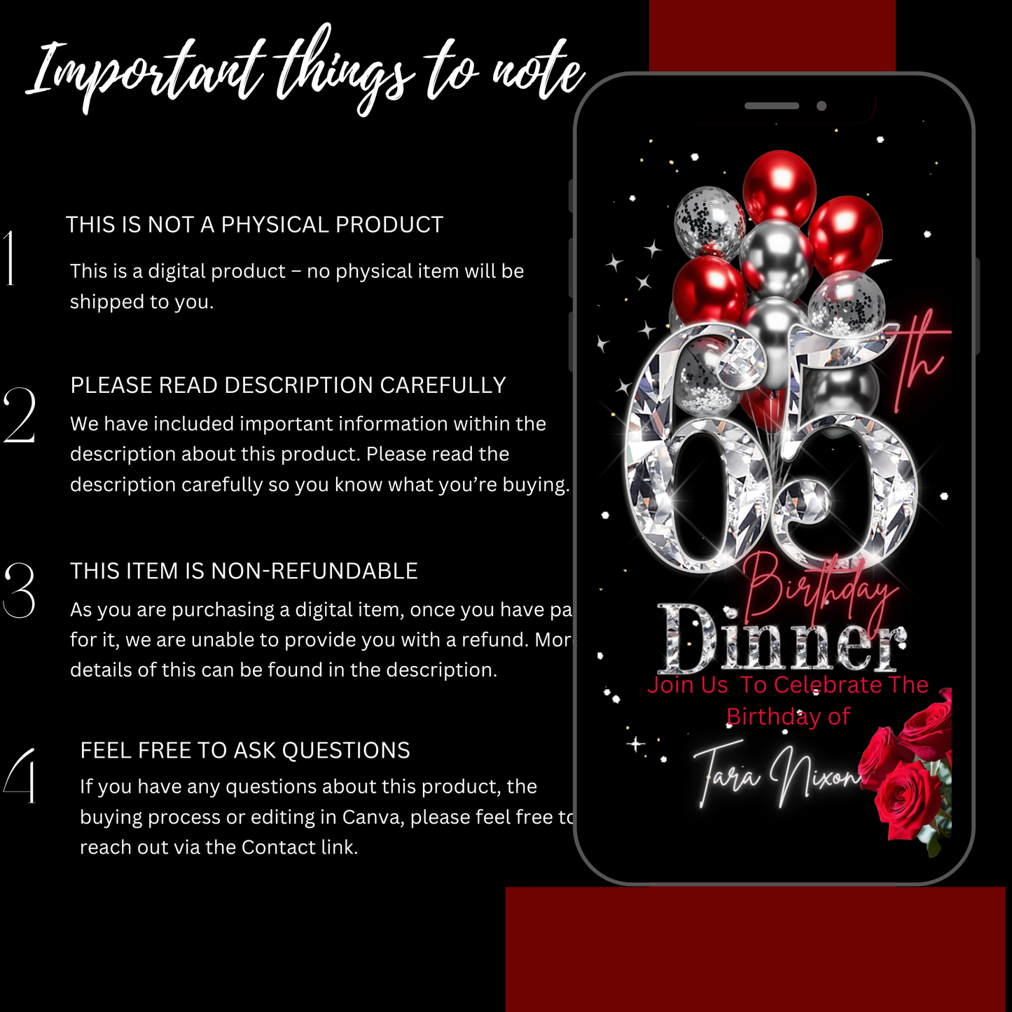 65th Birthday Digital Invitation