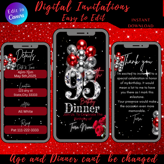 95th Birthday Digital Invitation