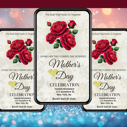 Mothers Day Invintation-Red Flower