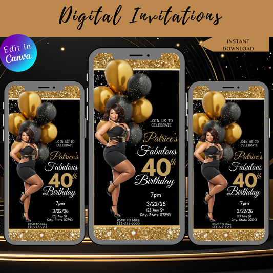 Fabulous 40th Birthday Digital Invitation