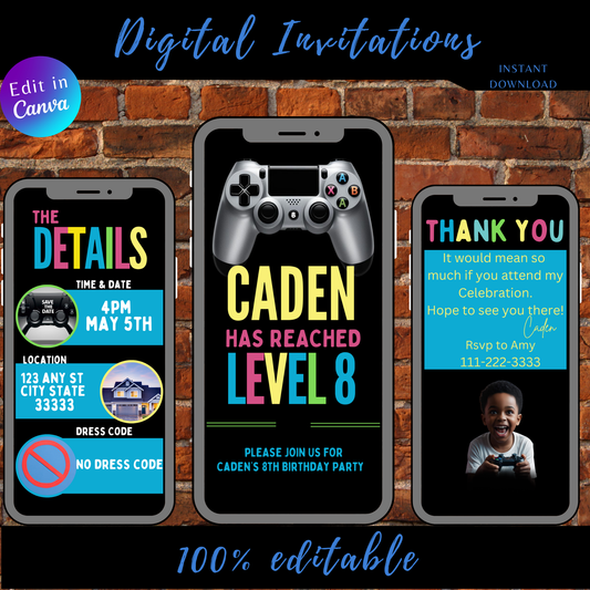 Kids Gamer Birthday  Invitation D3