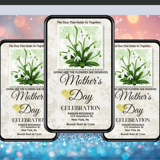 Mothers Day Invintation-White Flower