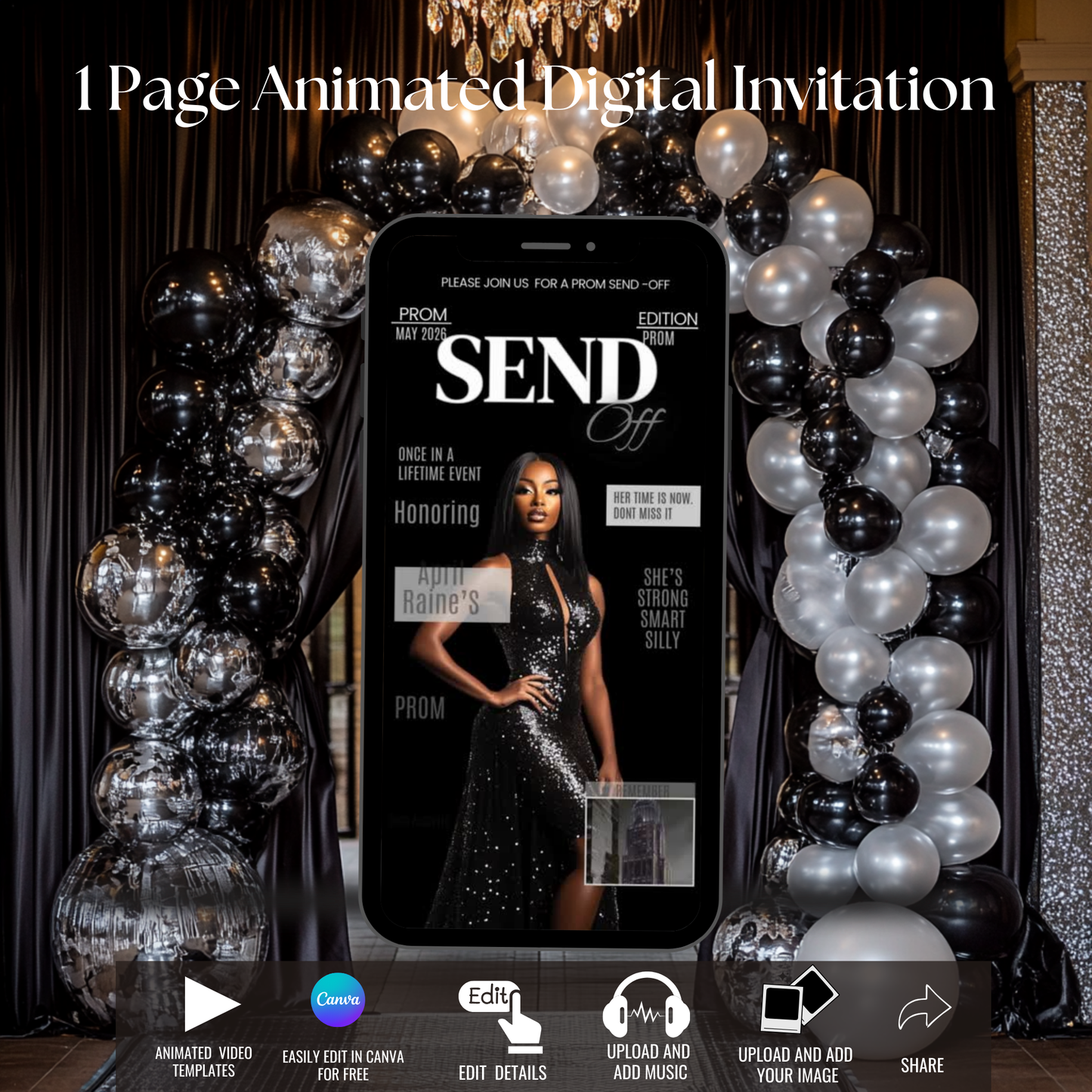 PROM SEND-OFF INVITE Template-Instant Download