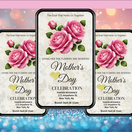Mothers Day Invintation-Pink Flower