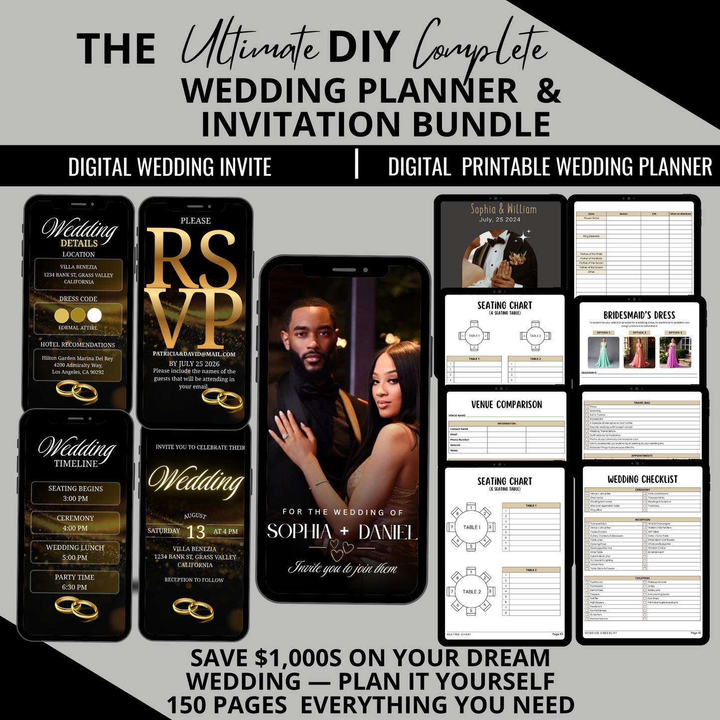 Wedding Invitation Itinerary Bundle | DIY Editable Templates, Wedding Checklist & Organizer Kit