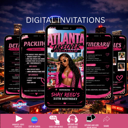 Atlanta Trip Invitation  Itinerary Video Template - Instant Download