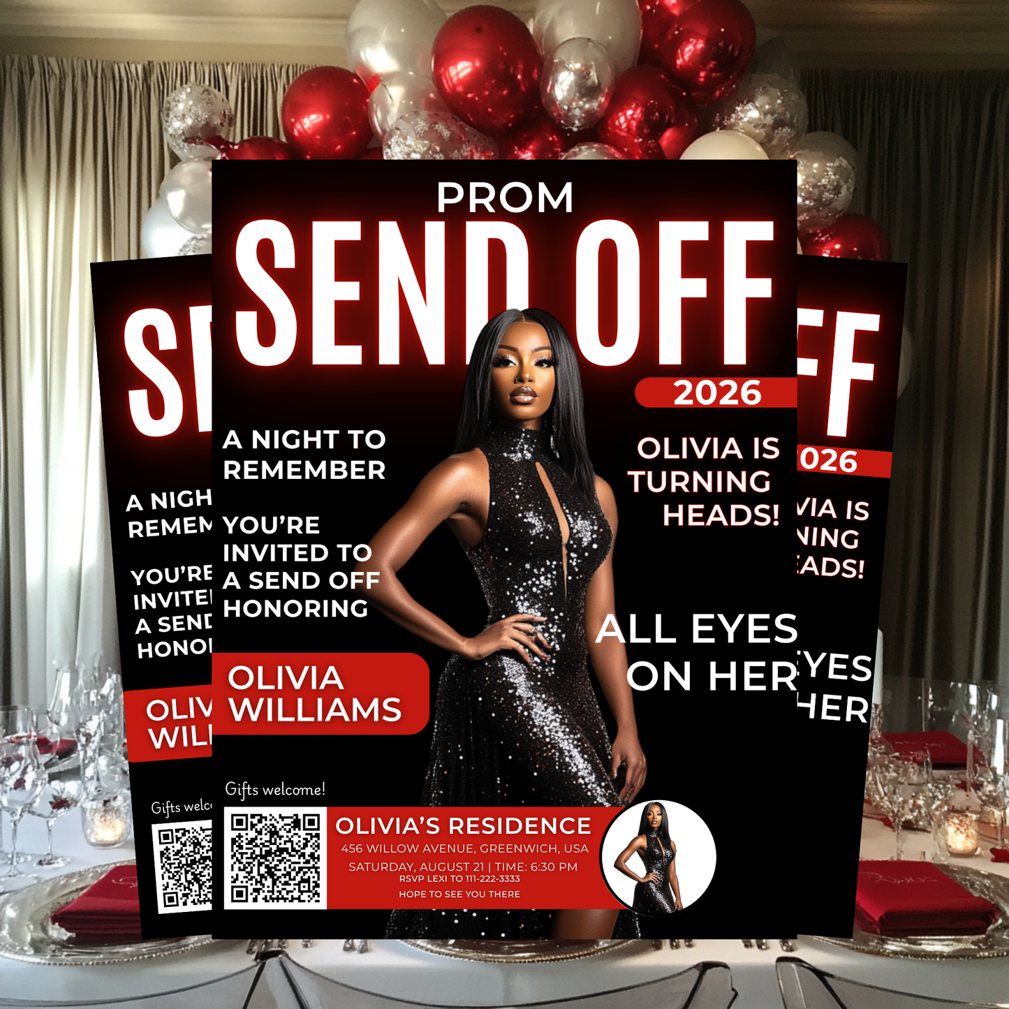PROM SEND-OFF FLYER INVITE Template(self editing)-Instant Download