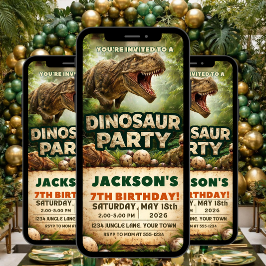 DINOSAUR BIRTHDAY PARTY INVITE-605
