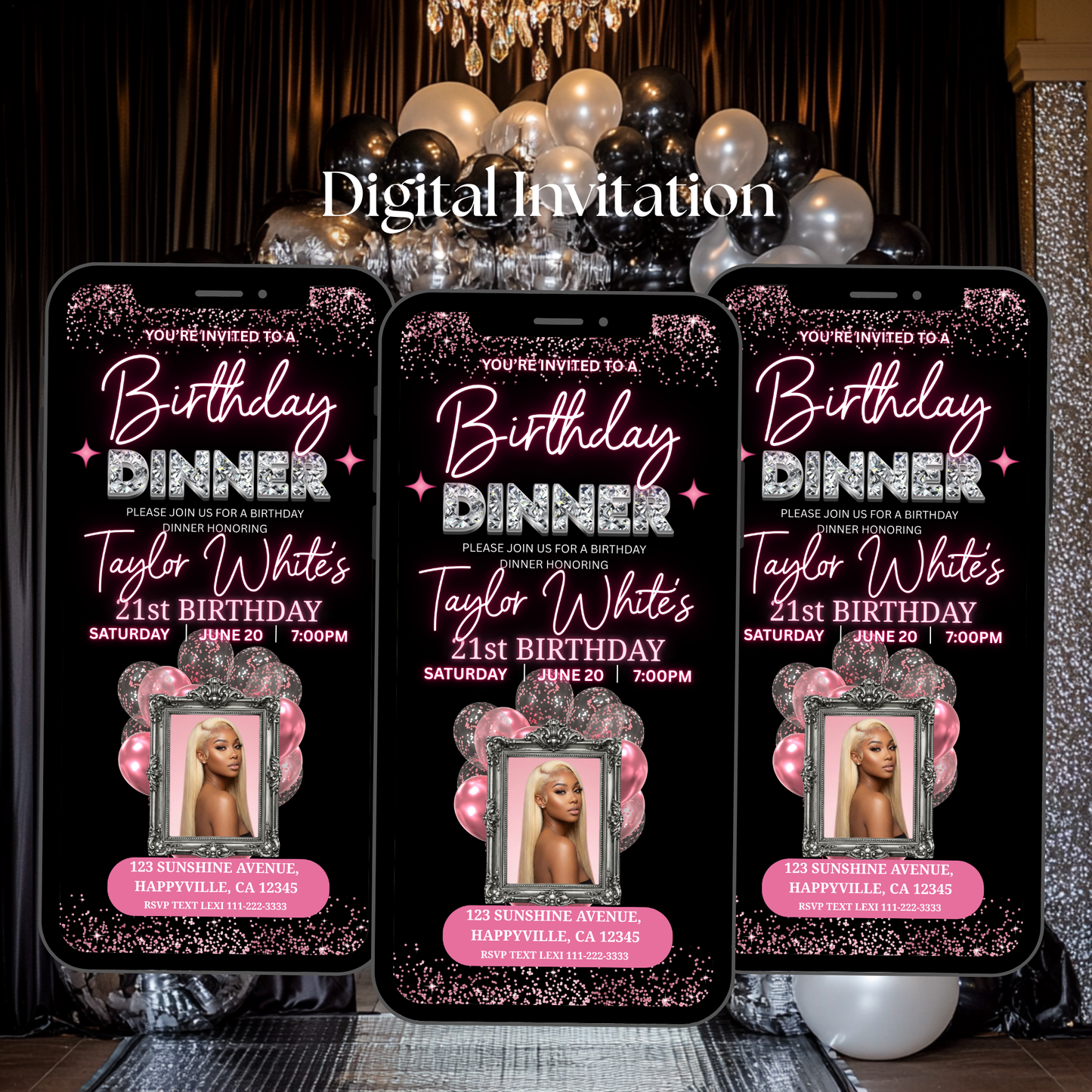 BIRTHDAY DINNER INVITE TEMPLATE - INSTANT DOWNLOAD