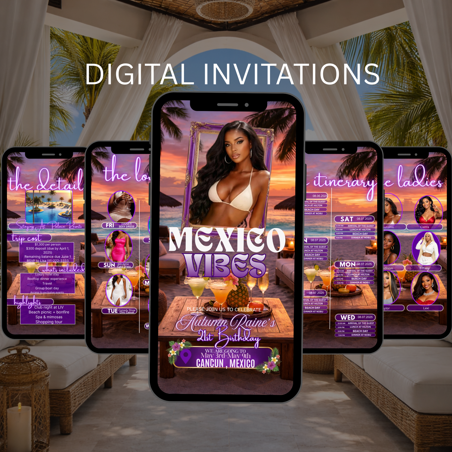 MEXICO TRIP INVITE Itinerary Template-Instant Download