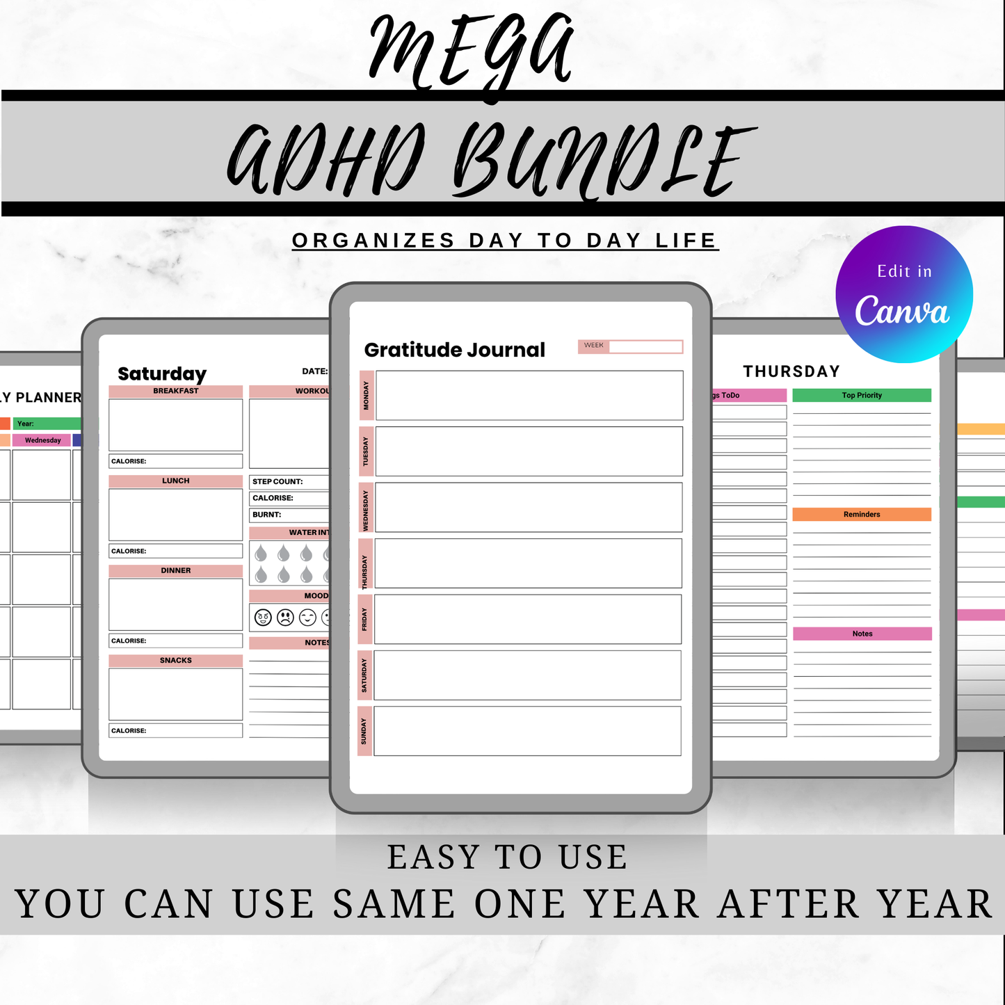 ADHD PLANNER/TRACKER MEGA BUNDLE