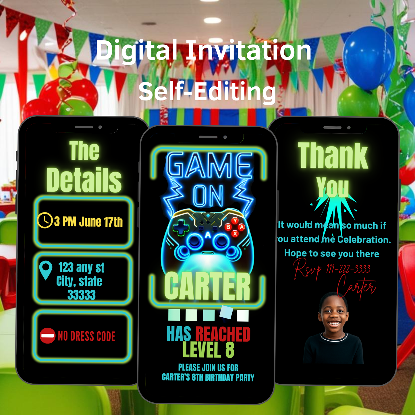 Kids Gamer Birthday  Invitation -290