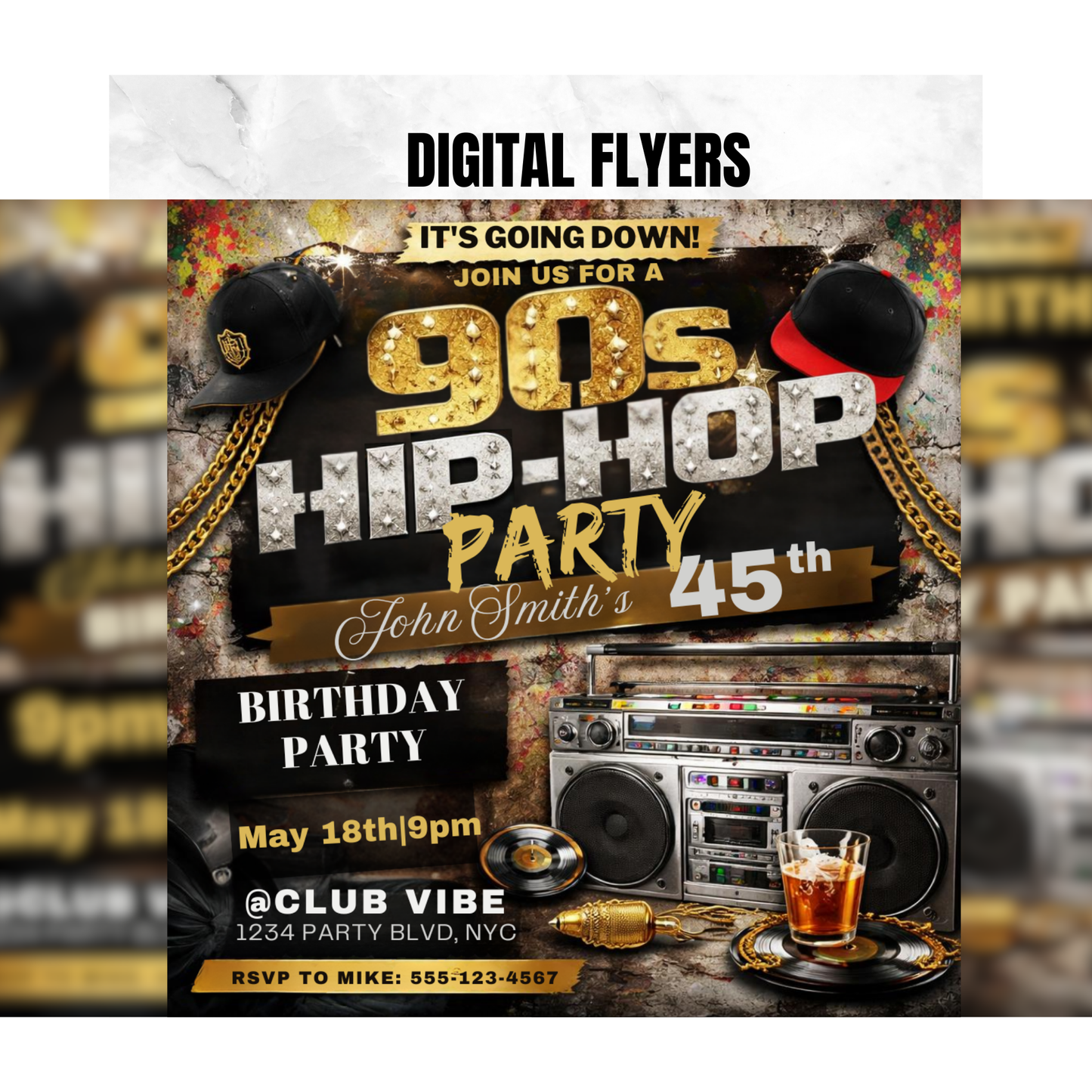 90s HIP HOP Birthday Party Flyer-598