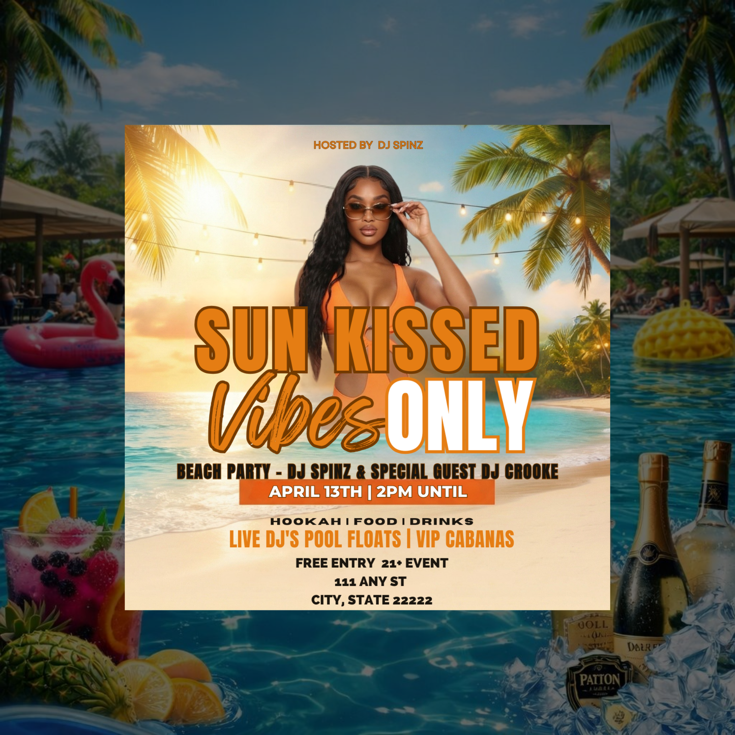 Pool Party Animated Digital Flyer- Instant Download