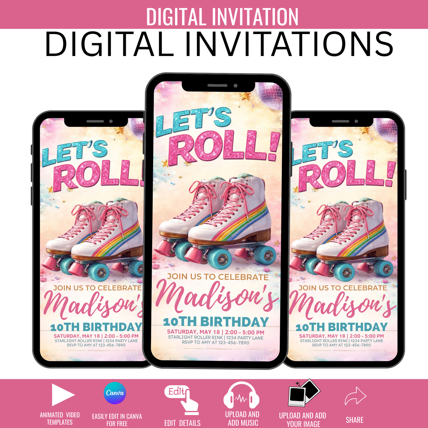 Skating Invitation Animated Template - Instant Download