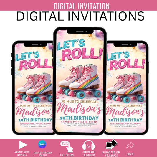 Skating Invitation Animated Template - Instant Download