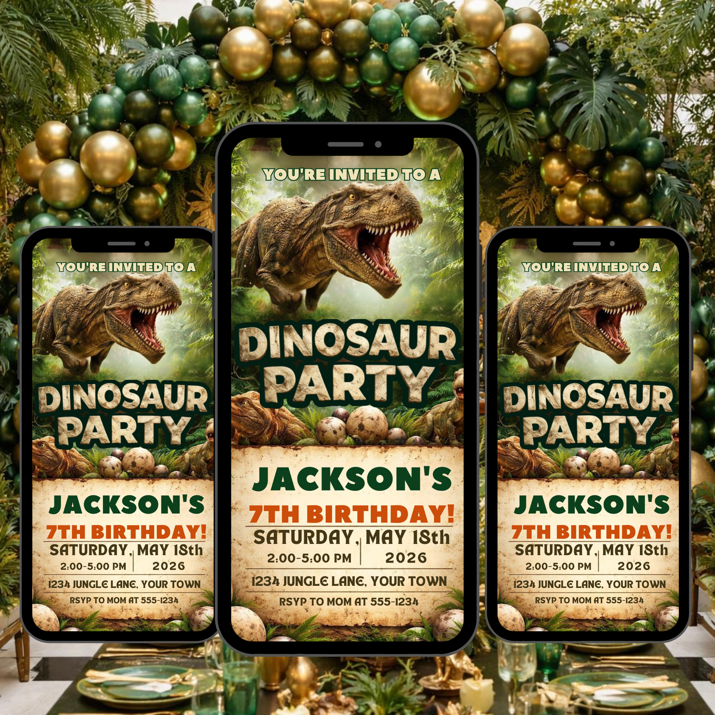 DINOSAUR BIRTHDAY PARTY INVITE-605