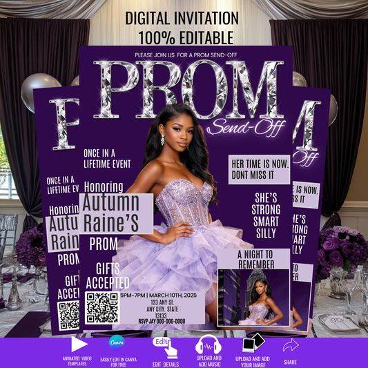 PROM SEND-OFF NVITE Template- Instant Download